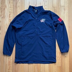 Columbus Blue Jackets Adidas Men’s 1/4 Zip Hockey Warmup Pullover Medium Blue